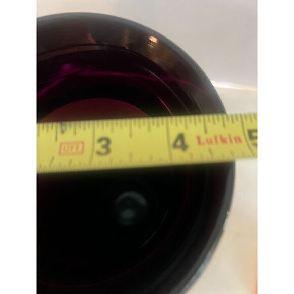 Vintage 9" Black Amethyst Glass Vase Deep Purple Glow Mid-century Urn Style - Picture 7 of 7